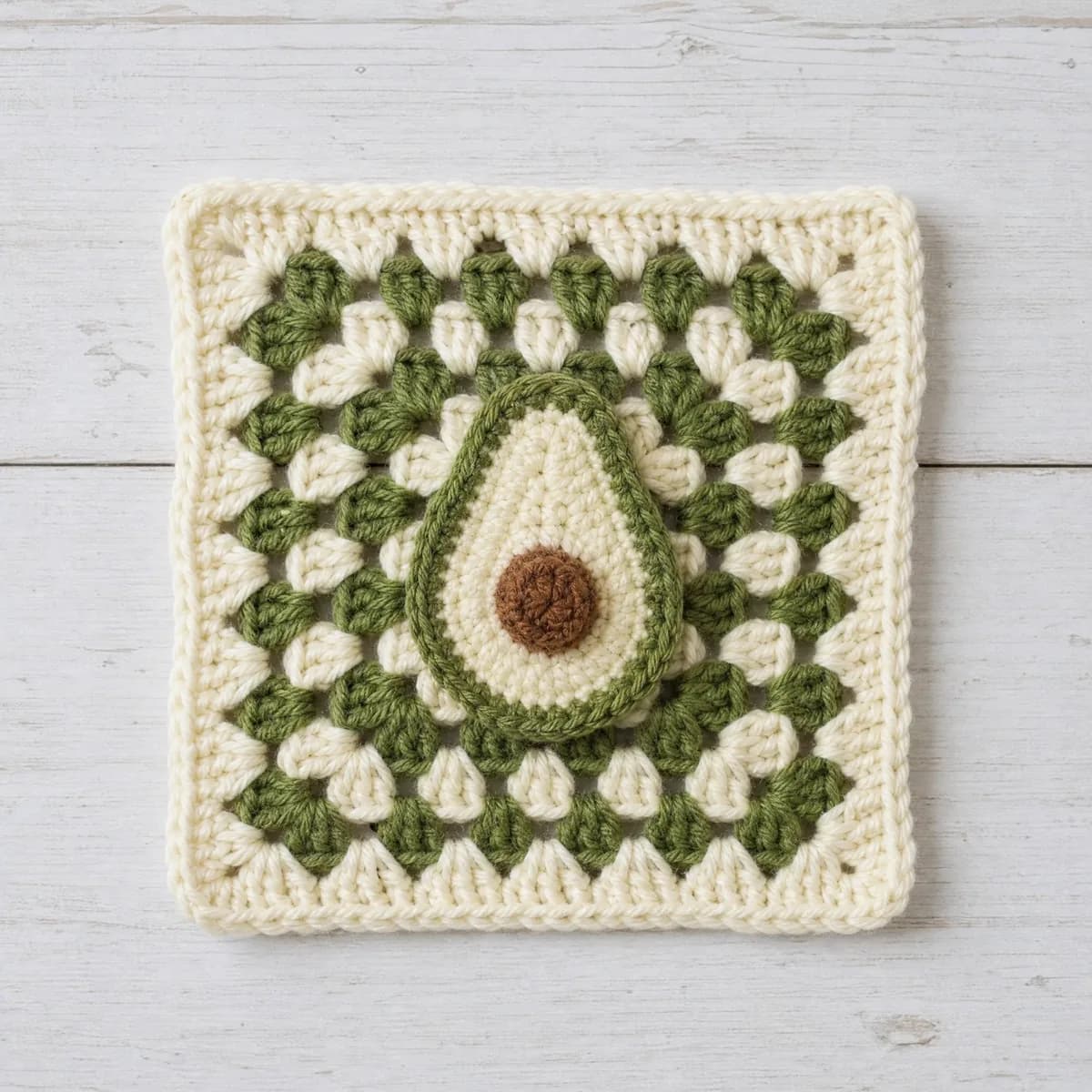 Avocado Half Granny Square — Free 6-Round Granny Square Pattern crochet pattern